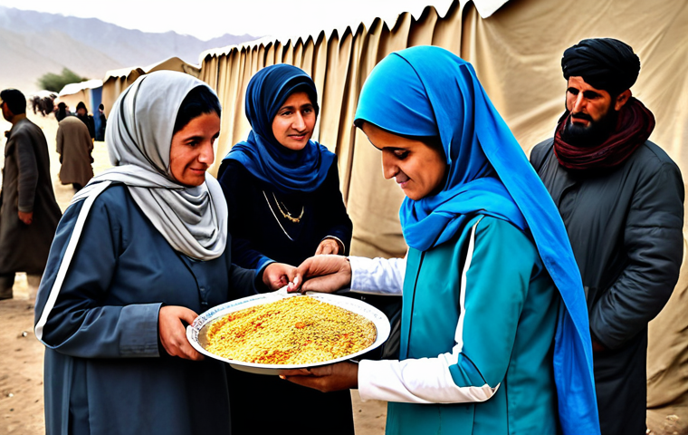 탈레반 정권과 국제사회 관계 - **

"A fully clothed, professional UN aid worker distributing food and medical supplies to Afghan wo...