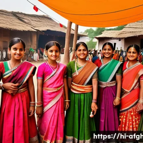 소수민족 보호 정책 - A vibrant cultural festival scene in a small Indian village featuring a diverse minority community c...