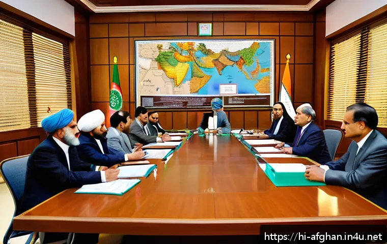 아프가니스탄 사건과 사고 - A detailed political strategy meeting scene in Afghanistan featuring diverse regional leaders from P...